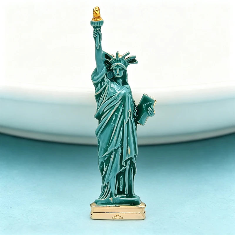 PENDRA Enamel Statue Of Liberty Lady Brooch