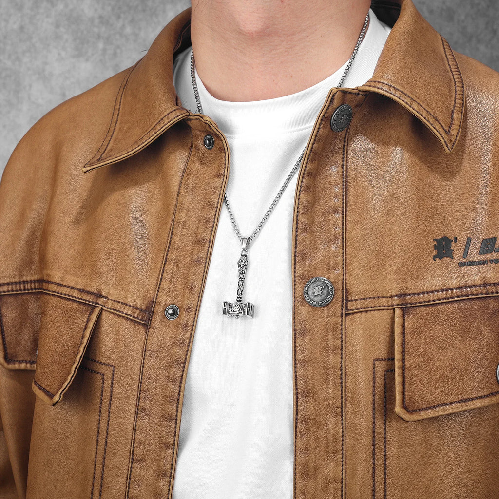 PENDRA Thor's Hammer Steel Necklace