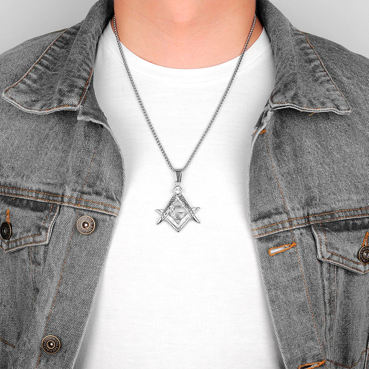 PENDRA Freemason Masonic Boyfriend Steel Necklace