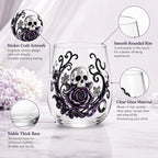 PENDRA Gothic Skull Silver-Glitter Purple-Rose Stemless Glass Tumbler