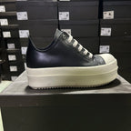 PENDRA Noir Luxe Black Genuine Leather 6cm Platform Flat Sneakers