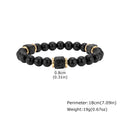 Mountain Stone Black Bead Bracelet for Men,8mm Black Agate Beaded Bracelet,Trendy Jewelry GIft