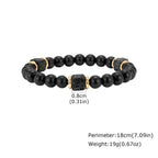 Mountain Stone Black Bead Bracelet for Men,8mm Black Agate Beaded Bracelet,Trendy Jewelry GIft