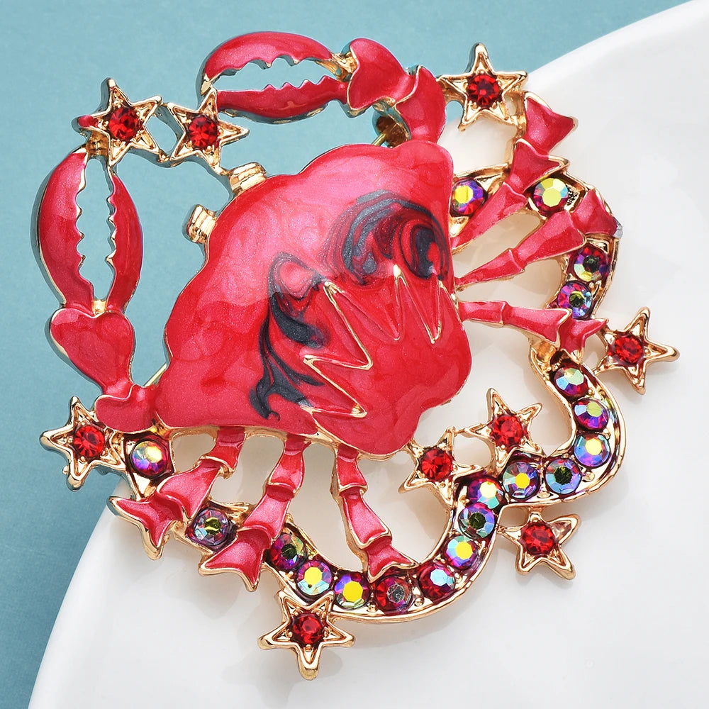 PENDRA Beautiful Red Crab Brooch