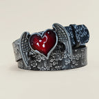 PENDRA Aureessa Leather Red Heart Buckle Heart Belt
