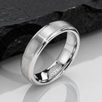5mm Tungsten Carbide Ring for Men,Brushed Beveled Edge Scratch Resistant Couple Wedding Ring,Unisex Minimalist Jewelry Gift