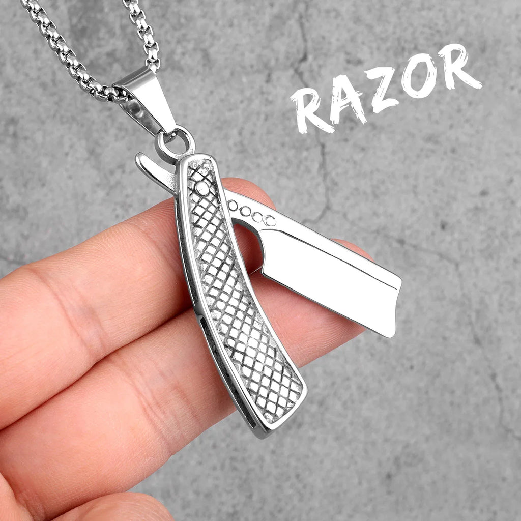 PENDRA Haircut Razor Barber Steel Necklace