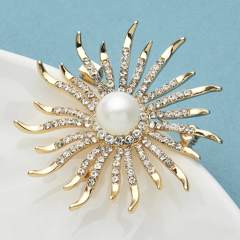 PENDRA Solara Rhinestone Sun Brooch