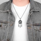 PENDRA Indian Eagle Feather Steel Necklace
