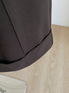 Retro design with rolled edge high waist casual pants 2025 autumn new slim fit and versatile wide leg pants for women