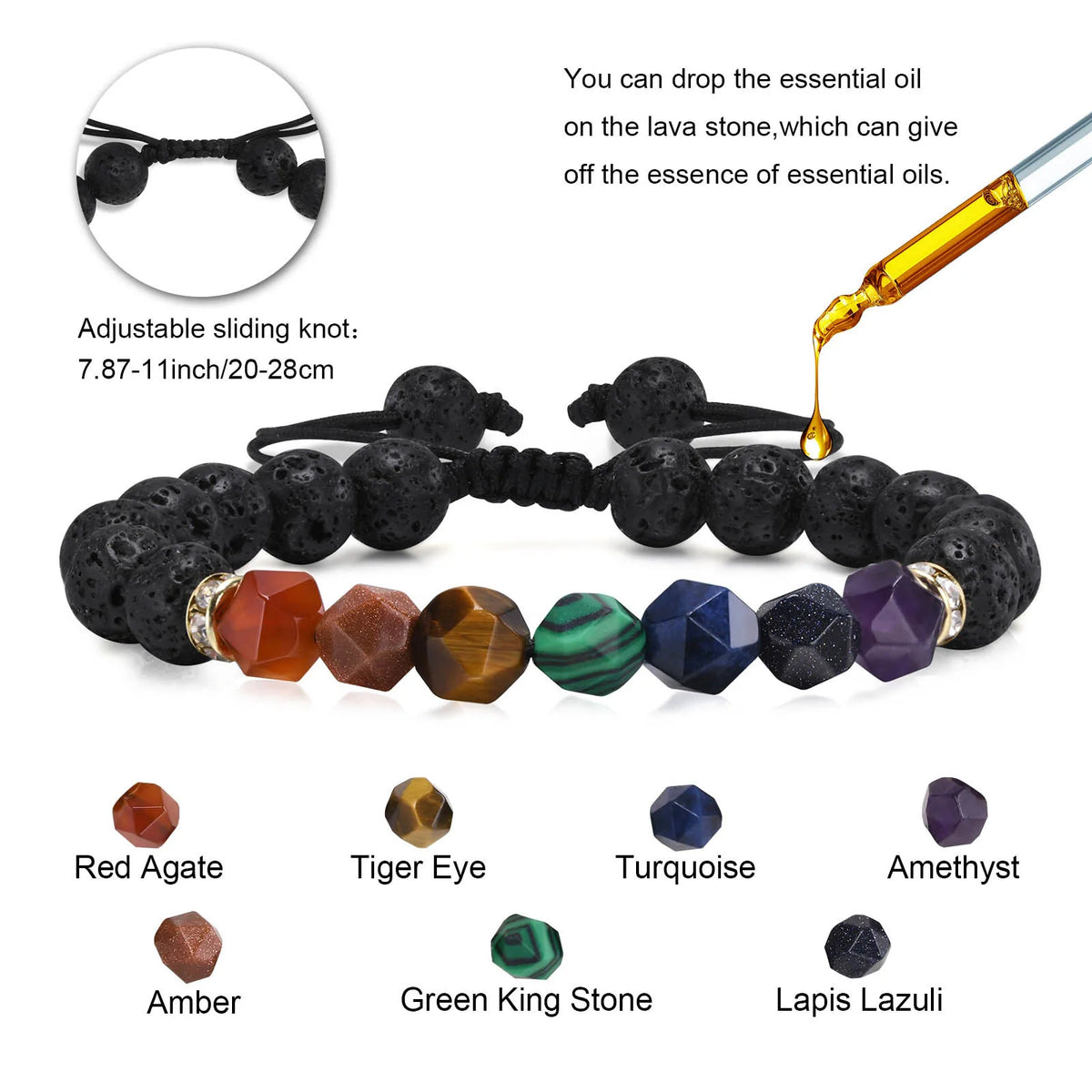 Black Natural Stone Bracelets for Men Boy Gifts, Lava Rock Beaded Wristband,Stress Relief Jewelry Gifts for Dad Grandpa Husband