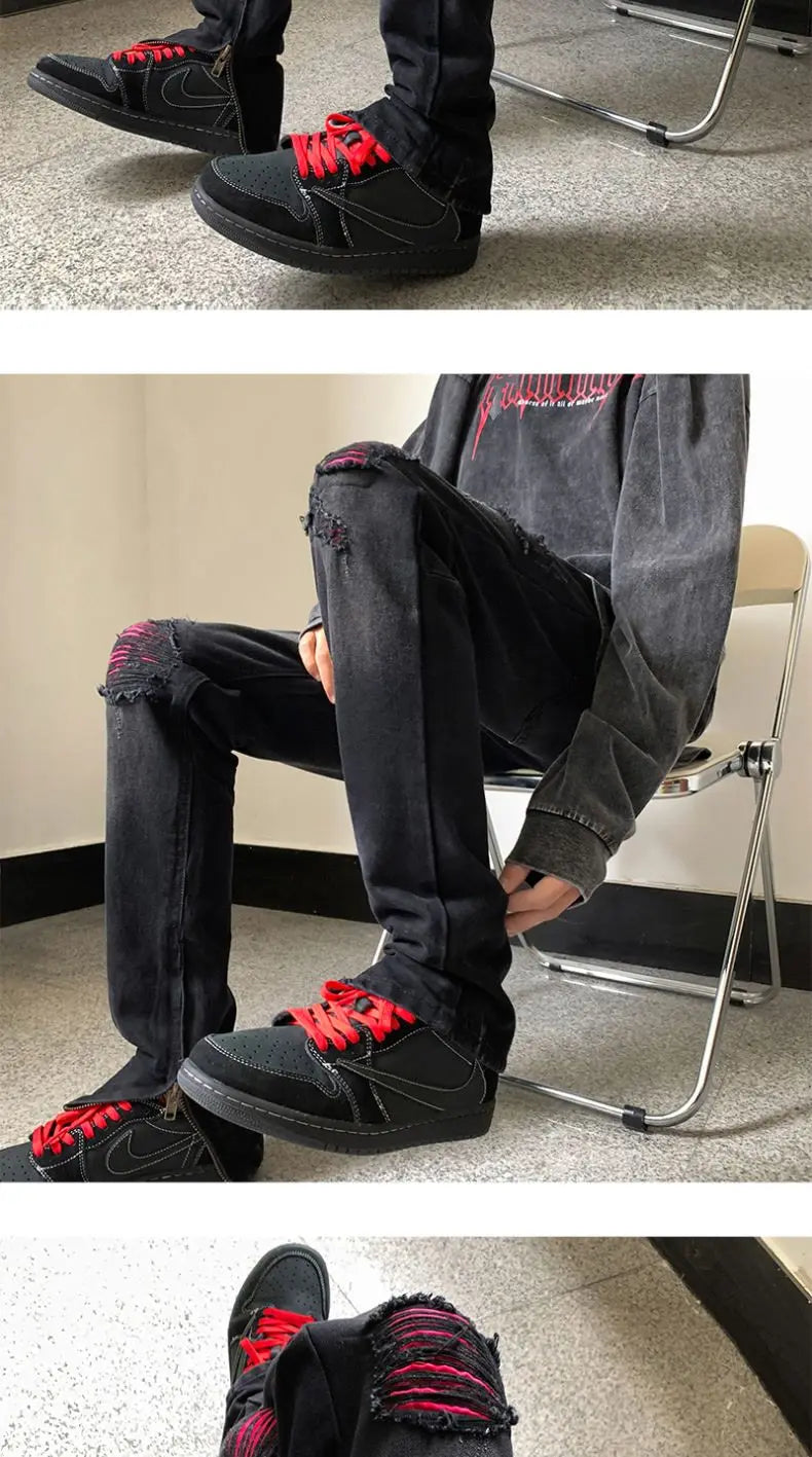 PENDRA Washed End Ripped Pants