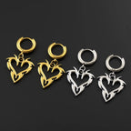 Y2K Thorn Flame Hoop Earrings Stainless Steel Korean Heart Unisex Punk Charm Grunge Ear Jewelry Goth Party Streetwear Gift