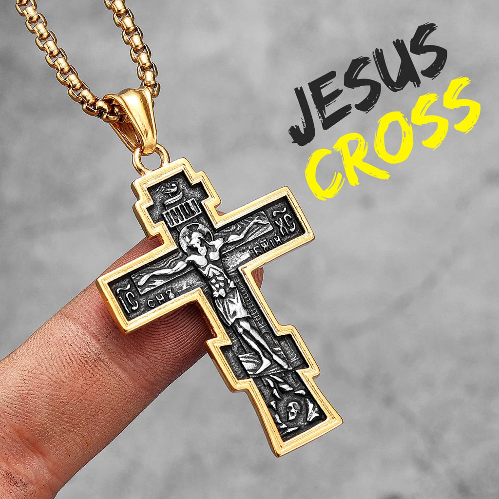 PENDRA INRI Jesus Cross Steel Necklace
