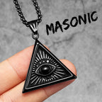 PENDRA Masonic Illuminati Eye Steel Necklace