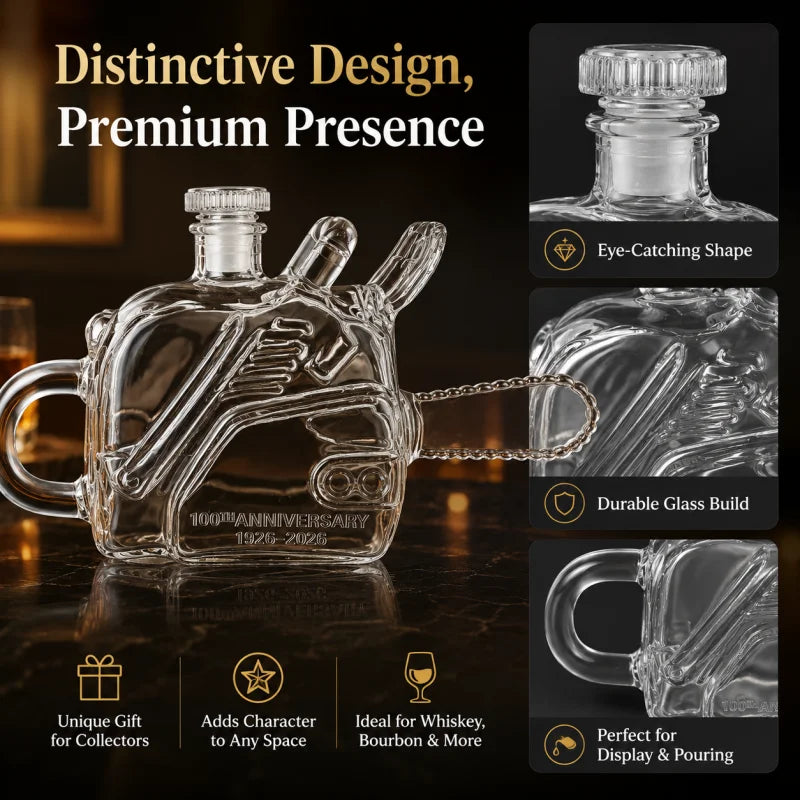 Novelty Glass Chainsaw Decanter for Whiskey Bourbon Spirits Decorative Liquor Bottle with Stopper