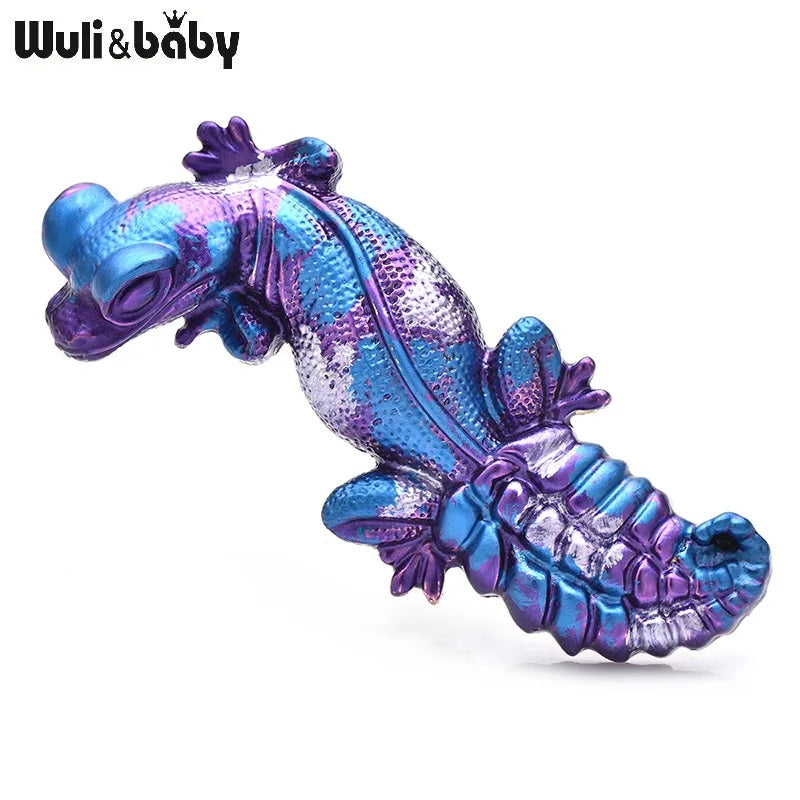 PENDRA Gecko Mosaic 5-Color Enamel Lizard Brooch
