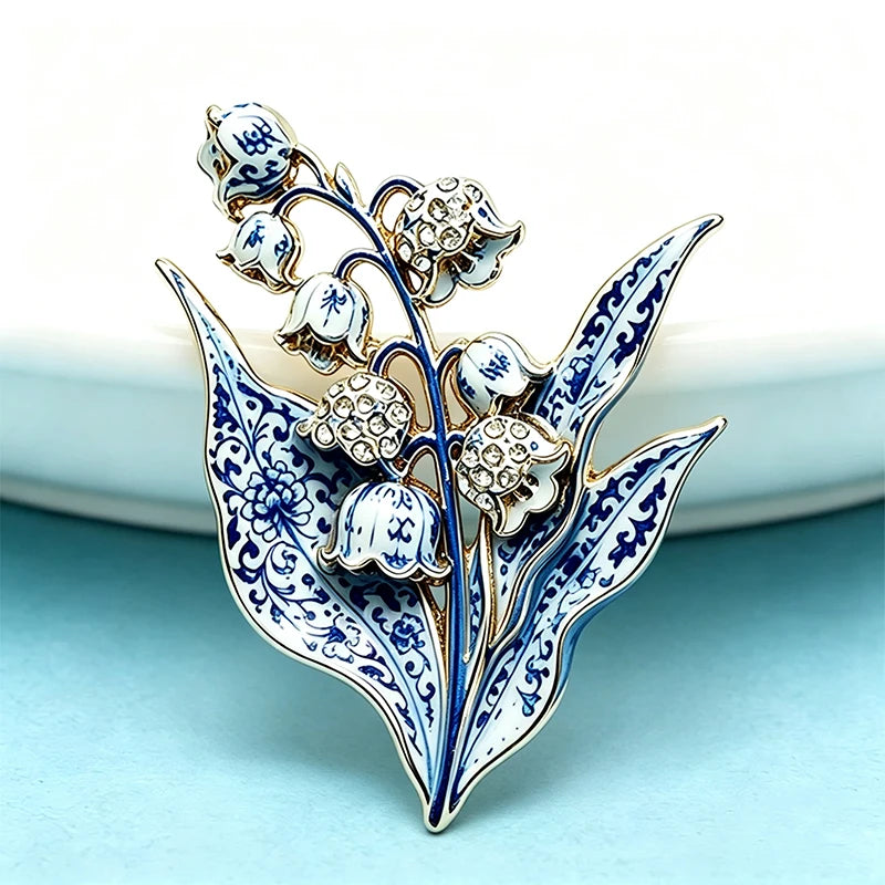 PENDRA Lilia 2-Color Enamel Rhinestone Lily Brooch