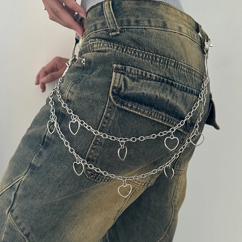 Star Double Layer Waist Chain Mens Decorative Pant Chain Jeans Trouser Chains Hip Hop Rock Chain Punk Retro Belt Chain