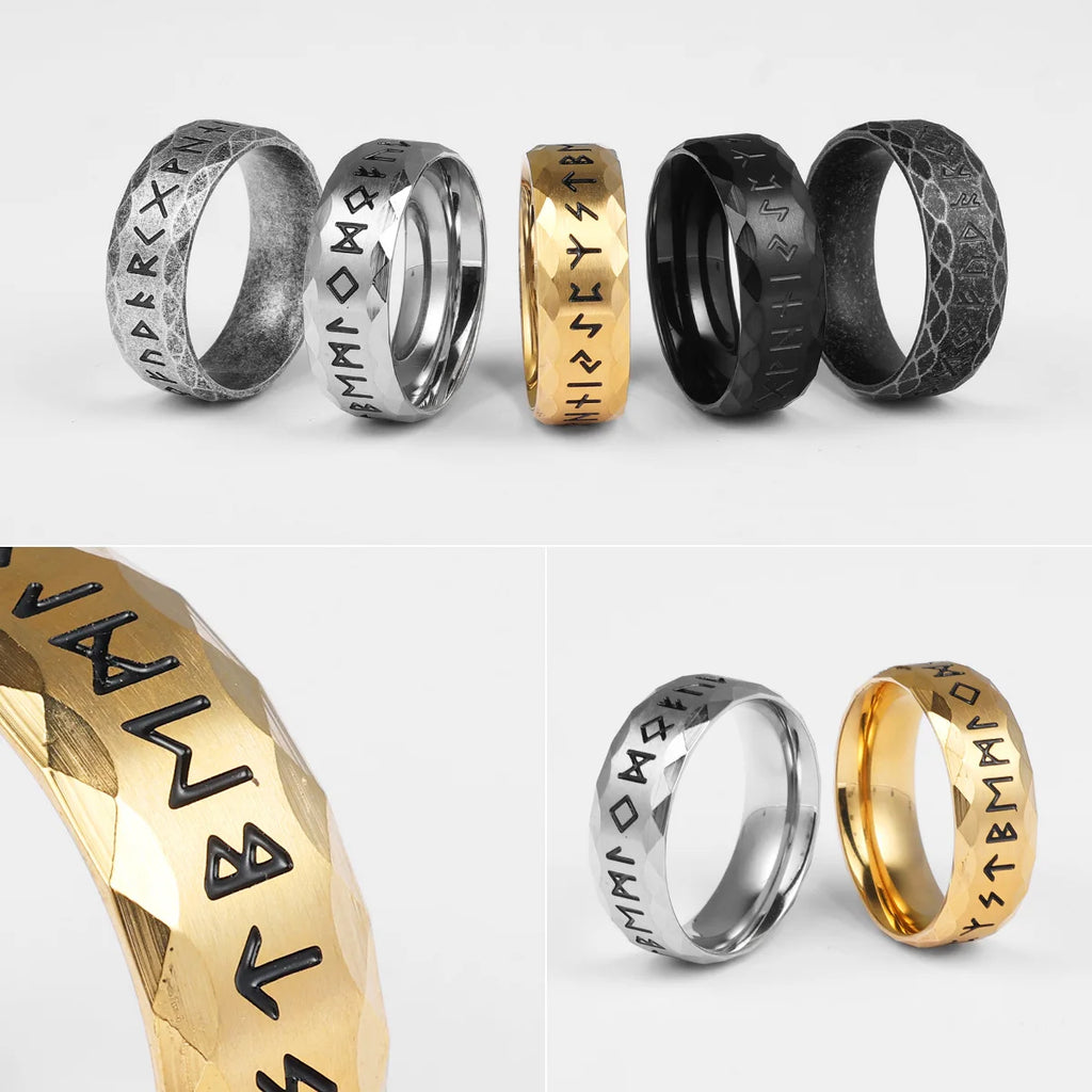 PENDRA Nordic Vikings Runes Steel Ring