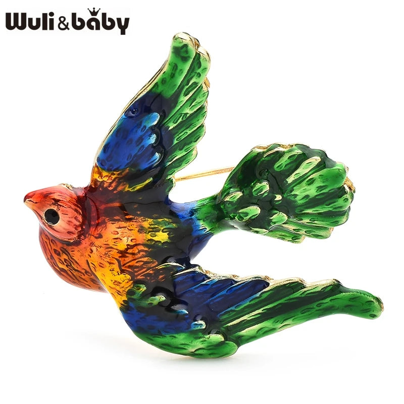 Wuli&baby Flying Dove Brooches 3-color Enamel Bird Pigeon Animal Casual Party Metal Pins Jewelry Gifts