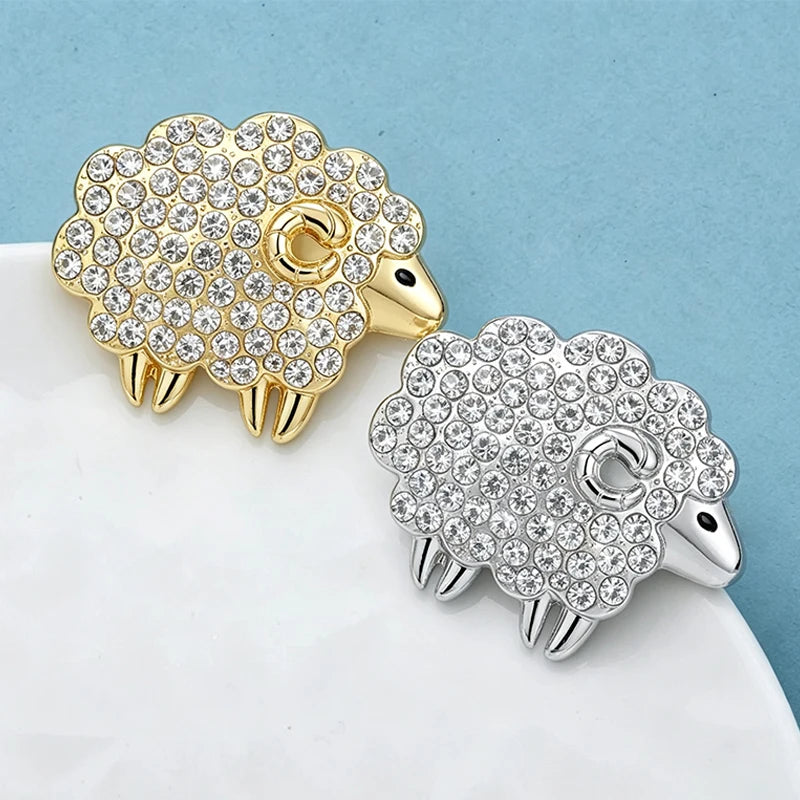 PENDRA Heartwool 2-Color Rhinestone Sheep Brooch
