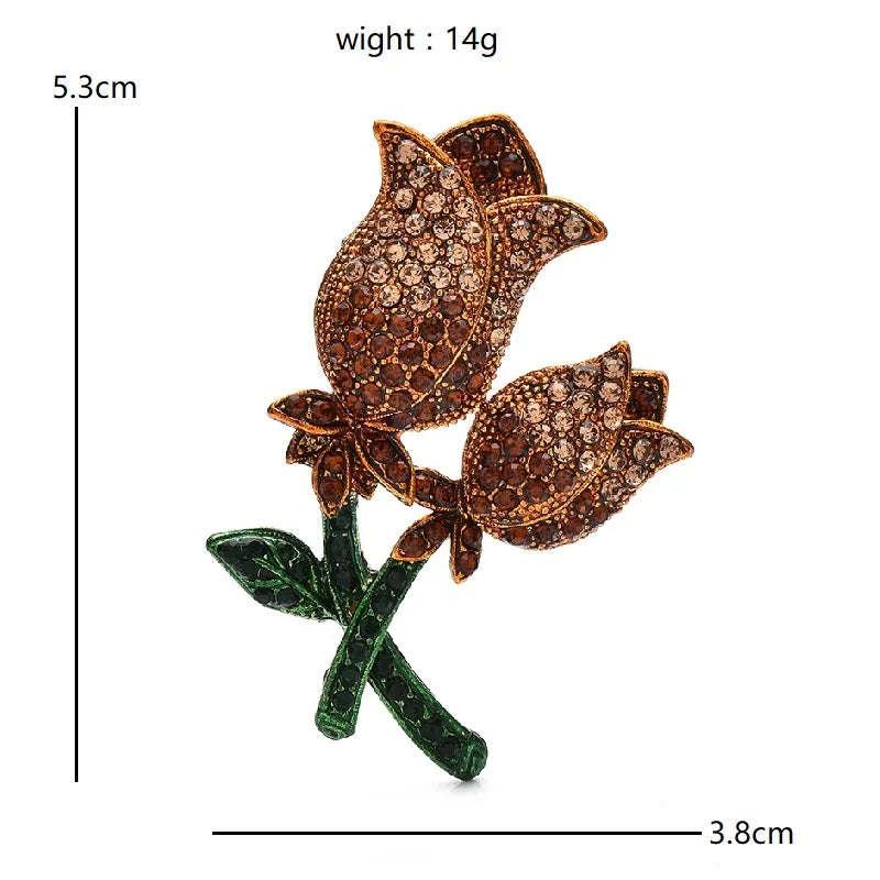 PENDRA Rosalia 4-Color Shining Rose Brooch