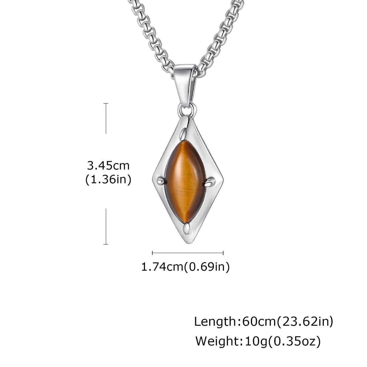 Trendy Geometry Necklace for Men,High Quality Stainless Steel Natural Stone Pendant Necklace,Birthday Gift for Husband Dad Him