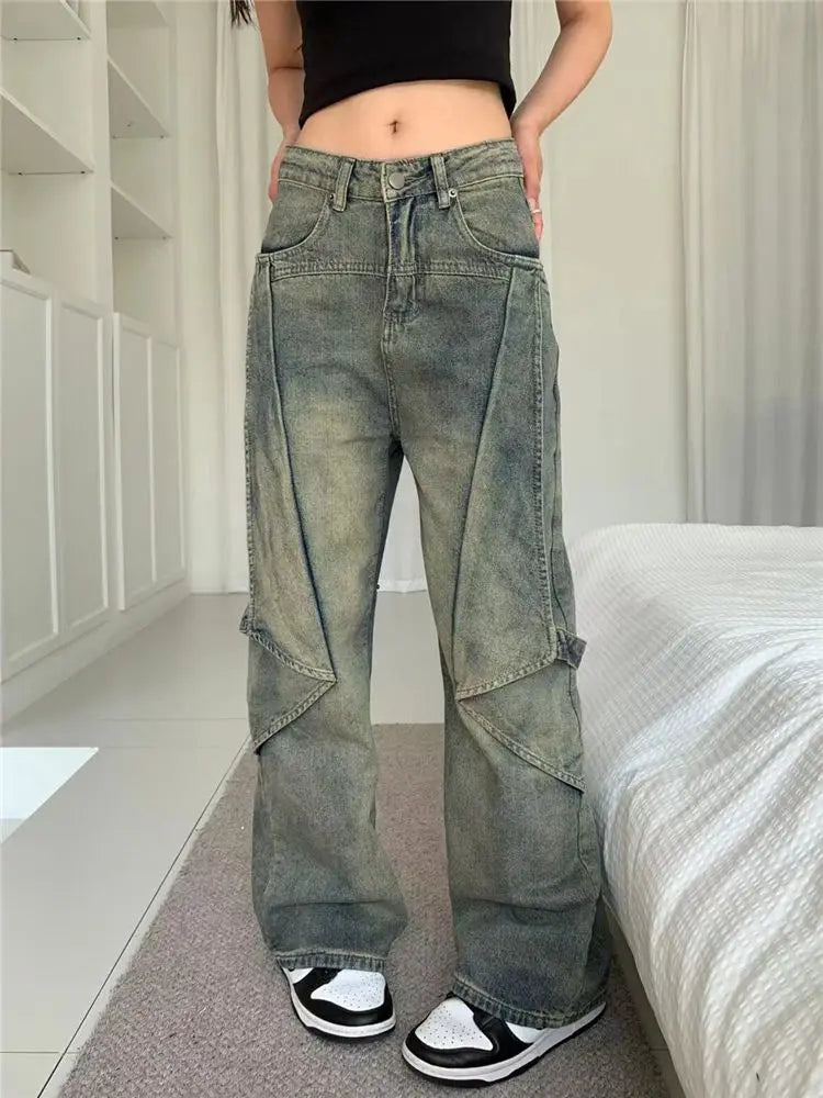 PENDRA Wide Leg Waist Washed Pants