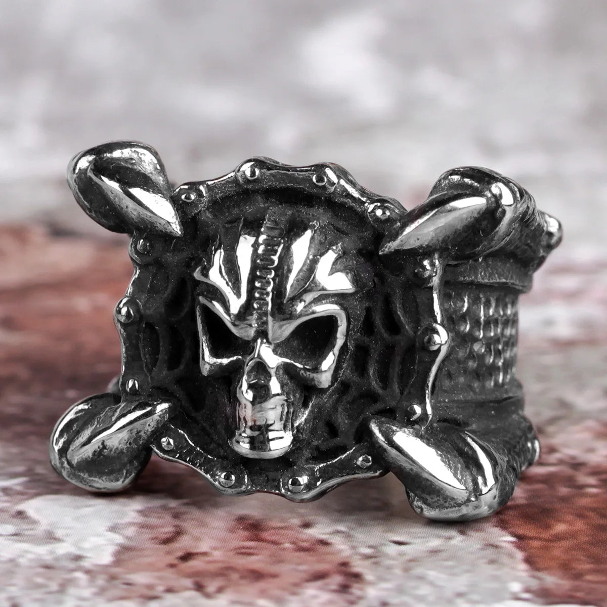 PENDRA Skull Dragon Claw Steel Ring
