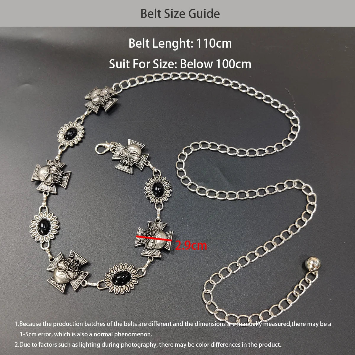 Women's Fashion Silver Skull turquoise Waist Chain Belt Y2K Gothic Punk Rock Hip Hop Accessory For spring summer Skirt Jeans