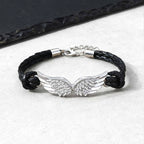 Angel Wings Bracelets for Men Boys,Black Rope Adjustable Wristband,Personality Exquisite Jewelry Gift
