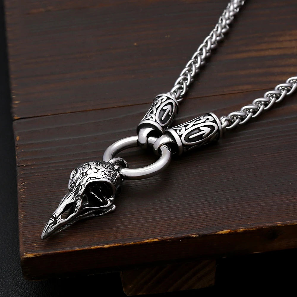 PENDRA Odinskull Nordic Odin Crow Skull Necklace