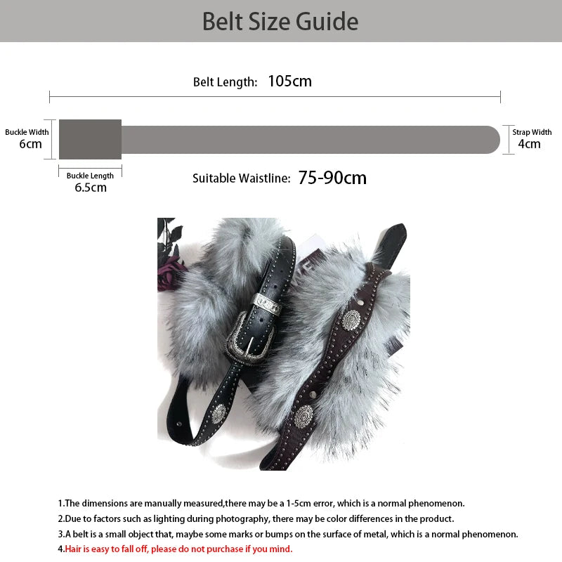 Furry Belt Y2k Belt Subculture Autumn Winter Spring Retro Luxury Plush Waist Chain Imitation Fur Waist Seal Hot Girl Sexy Belt