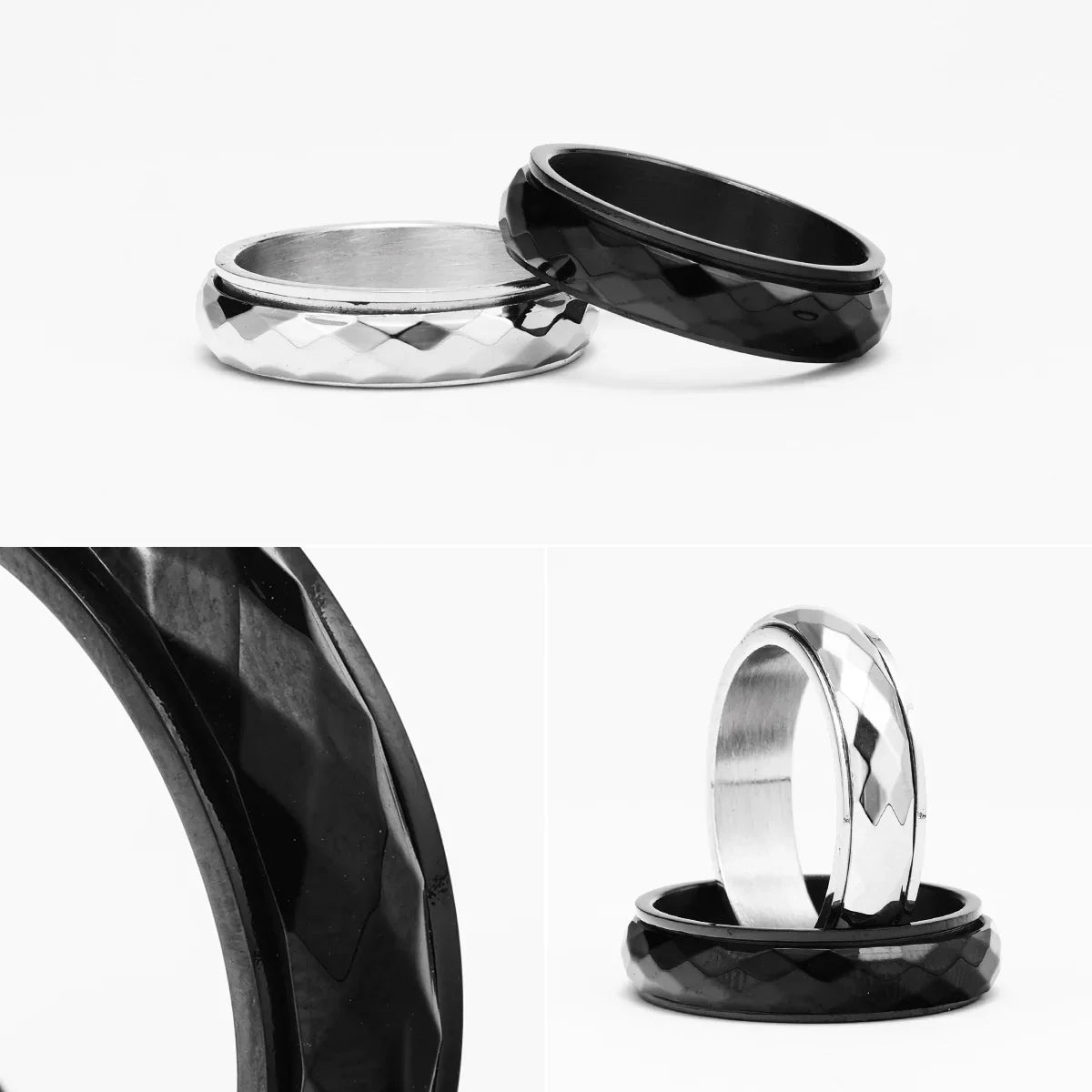 PENDRA Cuts Spinner Rock Steel Ring