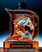 Novelty 3D Horse Design Glass Decanter, Crown Stopper Whiskey Bottle, Man Cave Bar Decor for Sports Enthusiasts