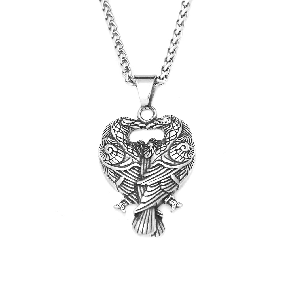 PENDRA Ravenodin Nordic Double Raven Pendant Necklace