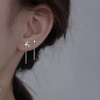 PENDRA Silver Tassel Chain Earrings
