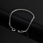 Simple Button Chain Bracelets for Men Boys,Stainless Steel Twisted Rope Chain Wristband,Causal Jewelry Gift