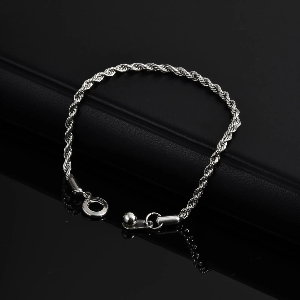 Simple Button Chain Bracelets for Men Boys,Stainless Steel Twisted Rope Chain Wristband,Causal Jewelry Gift