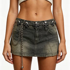 PENDRA Elaraene Silver Skull Gothic Waist Chain Belt
