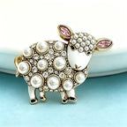 PENDRA Pearl Sheep Rhinestone Brooch