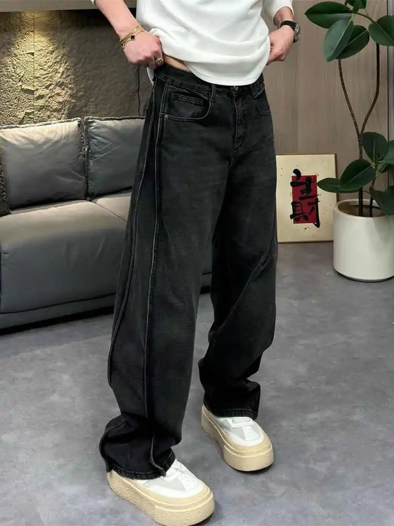 PENDRA Wide Leg Zipper Straight Pants
