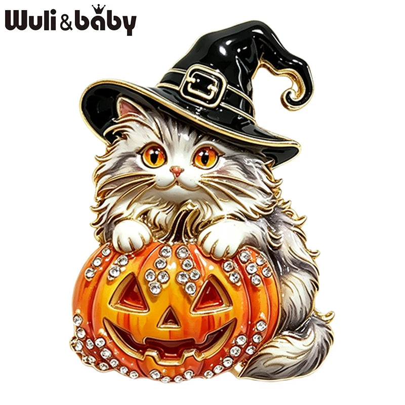PENDRA Nocturne Pumpkin Skull Ghost Brooch