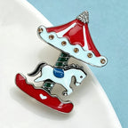 PENDRA Carousel Enamel Horse Brooch