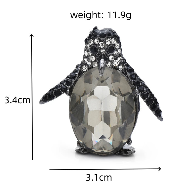 PENDRA Nightpenguin Black Crystal Penguin Brooch