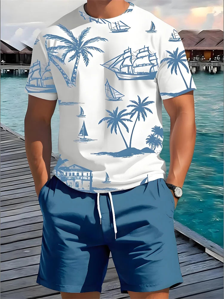 Summer Daily Casual Men's Short Sleeve Shorts Package Urban Street Men's Fashionable T-shirt Outdoor Sports Men's Shorts