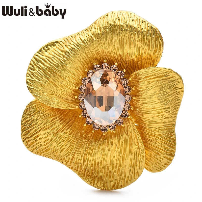 PENDRA Elara 2-Color Rhinestone Flower Brooch