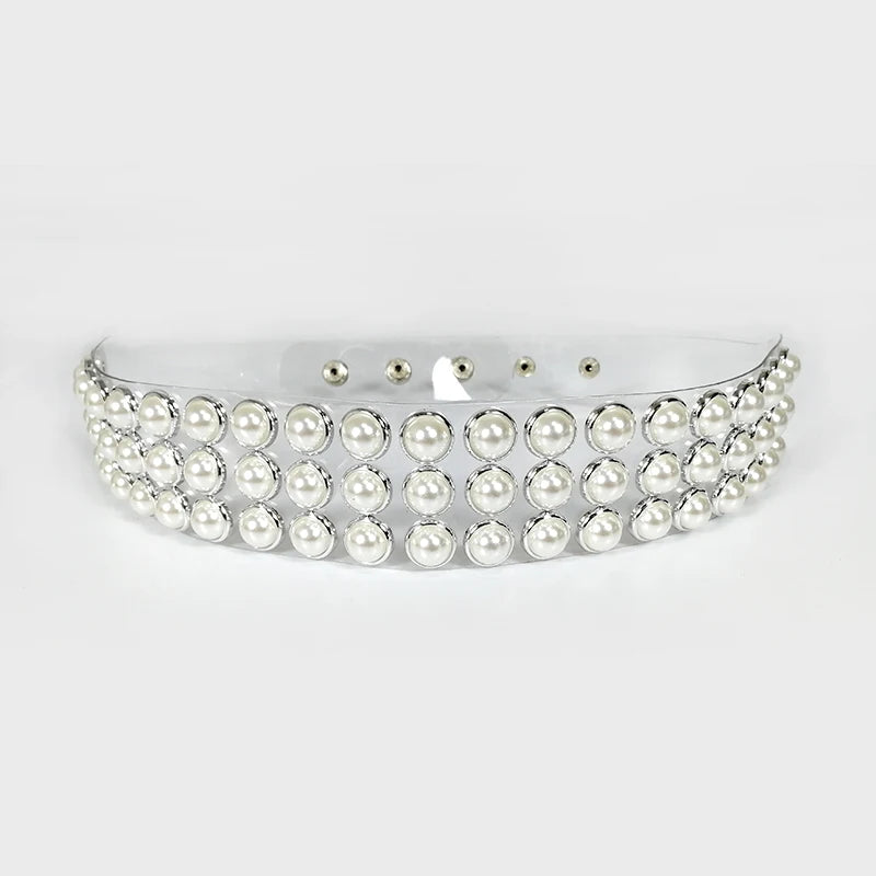 PENDRA Velaelle Rhinestone Pearl Punk Corset Belt