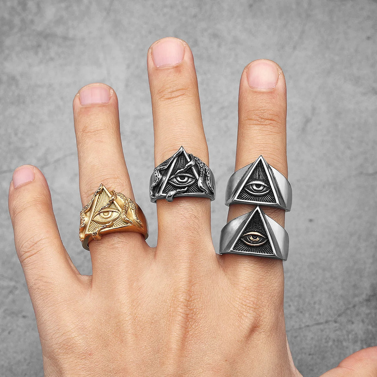 PENDRA Masonic Illuminati Octopus Steel Ring